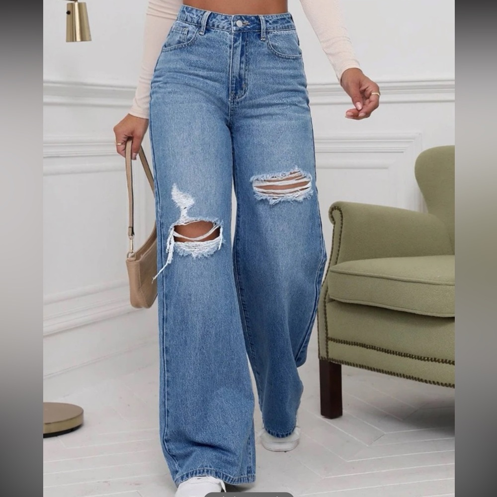 high waist wide leg jeans